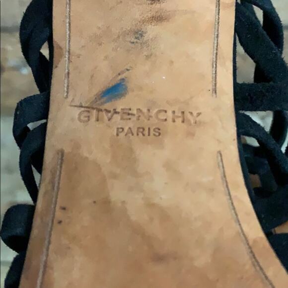 Givenchy Zenaide Suede Nautical Eyelet Heels Caged Gladiator Black Size 38 8 - Picture 10 of 13